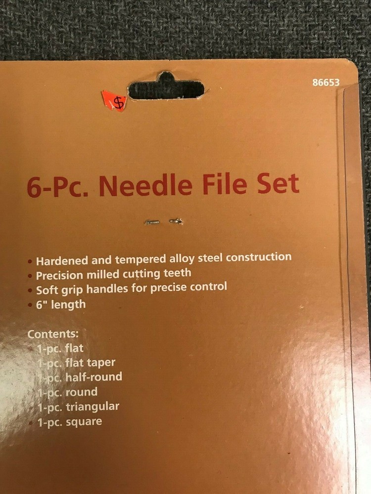 6pc 6" Coarse Cut Needle File Set Plastic Handle - Workshop - new