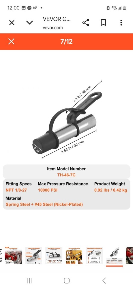 Vevor Locking Grease Coupler TH-46-7C