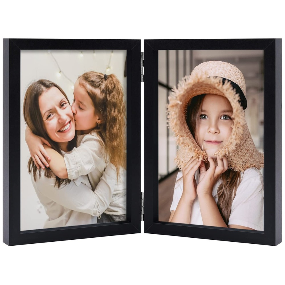 5x7 Double Picture Frames Hinged Folding Photo Frames Vertical Stand Frames (...