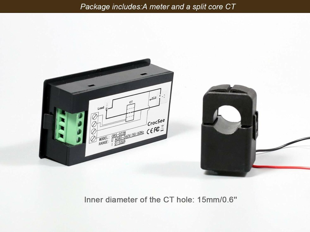 AC Multimeter 260V100A AMP VOLT Watt Power Energy Frequency Factor Split Sensor