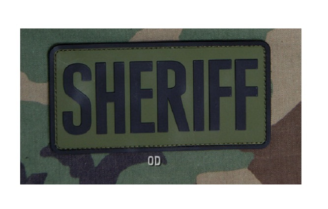 Morale Patch Milspec Monkey MSM SHERIFF- 6 " x 3 " Large Size - OD Green PVC NEW
