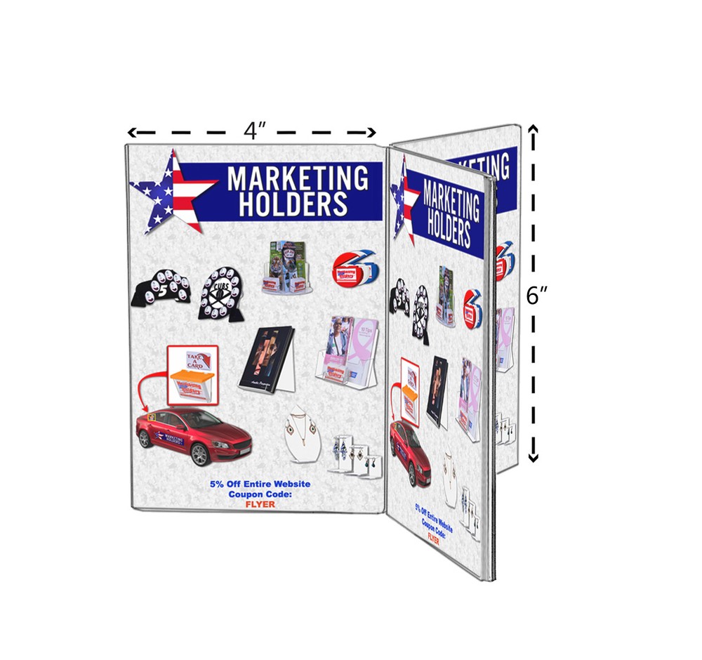 4"W x 6"H 6 Panel Sign Holder Table Tent Display