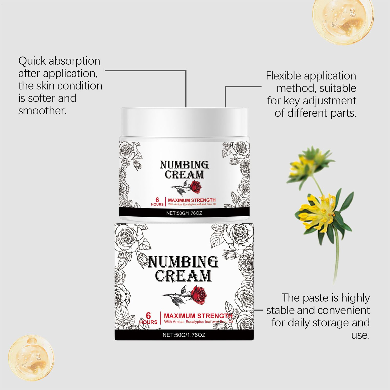 New Tattoo Numibing Cream Gel 50g - Calming Moisturizer Moisturizing Lotion