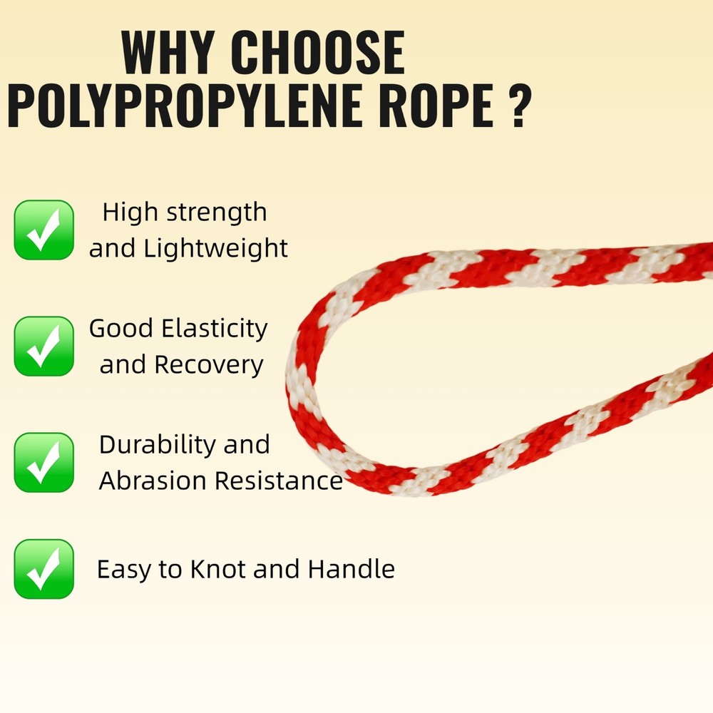 5/8 140 FT PP Heavy Duty Solid Braid Utility Rope Strong Multipurpose Rope