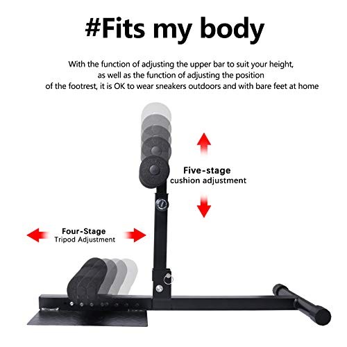 Sissy Squat Machine Adjustable Height, Protective Foam Thick Steel Black & Red