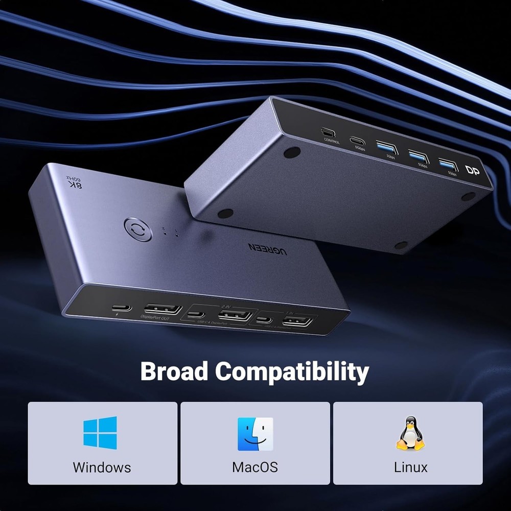 8K Displayport KVM Switch 2 Computers