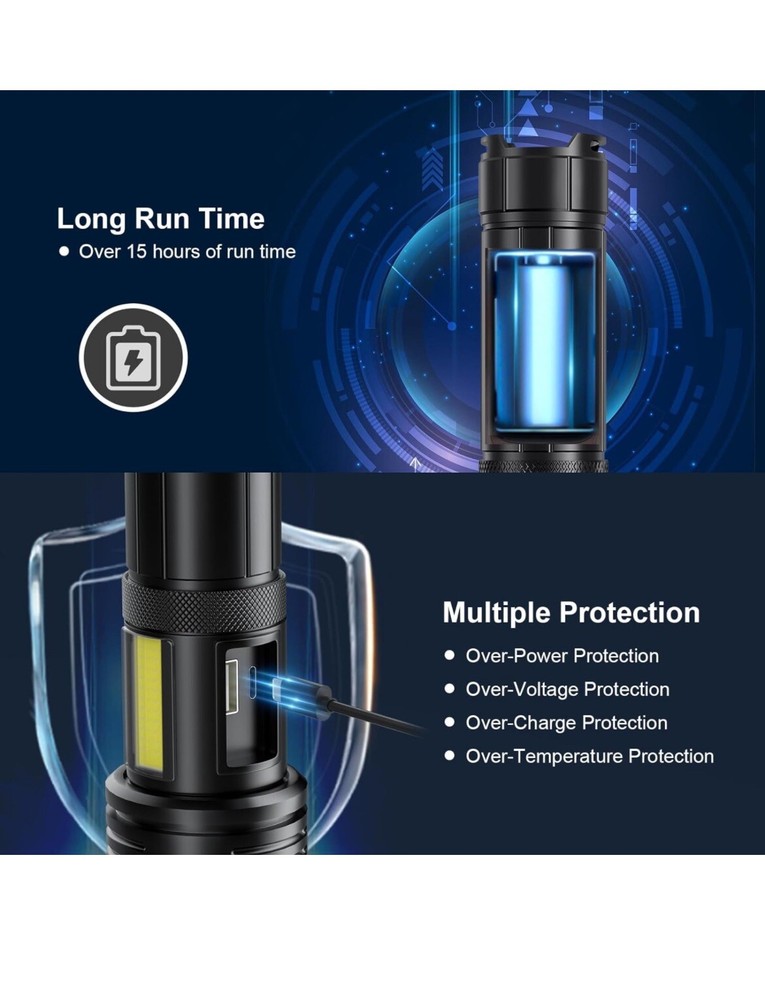 Strong Light Flashlight USB Charging Multi-Function Super Bright Outdoor Hiking
