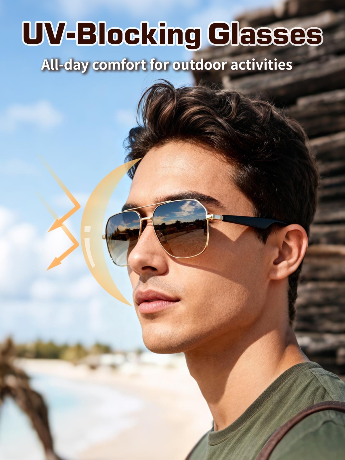 AI Smart Glasses for Men&Women Bluetooth Open-Ear Speakers for Music Call Work