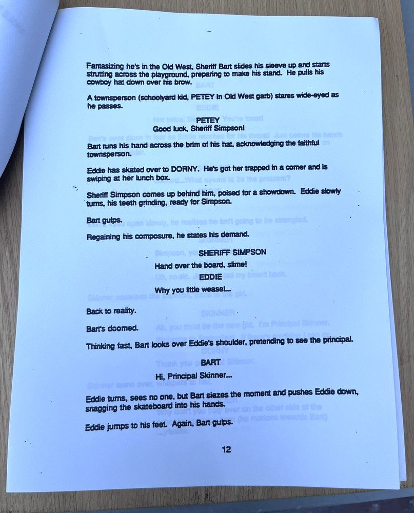 The Simpons Series Spec Unproduced Script Lot Bart Sells Out & First Girlfriend