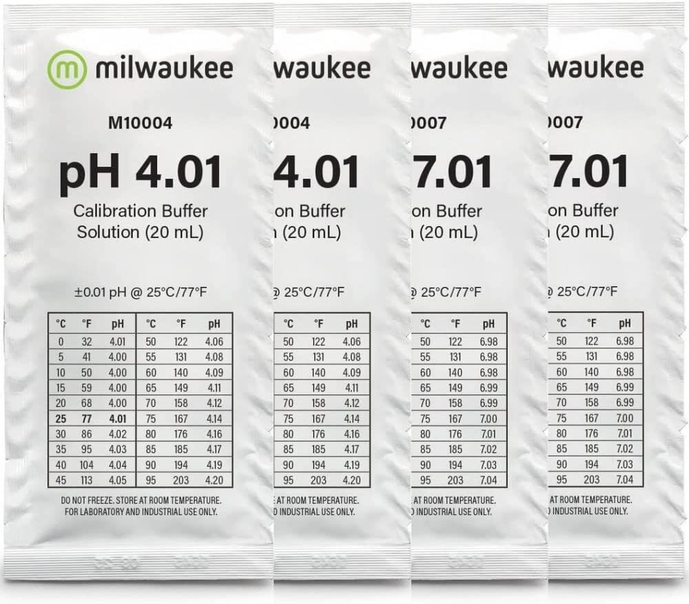 Milwaukee Instruments 4x20ml, pH 4 + 4 + 7 + 7 Buffer Solution, for Digital pH
