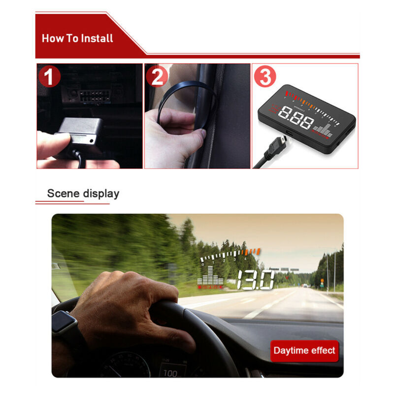 OBD2 Head Up Display HUD Speedometer KM/H Temp Speed Warning Nano Technology X5