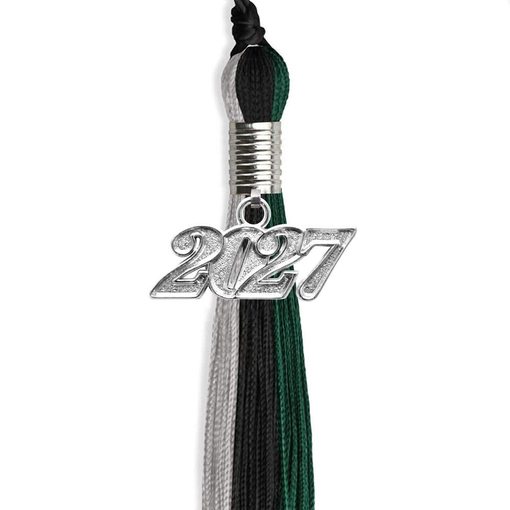 Endea Graduation Black/Teal/Grey Tassel With Silver Date Drop