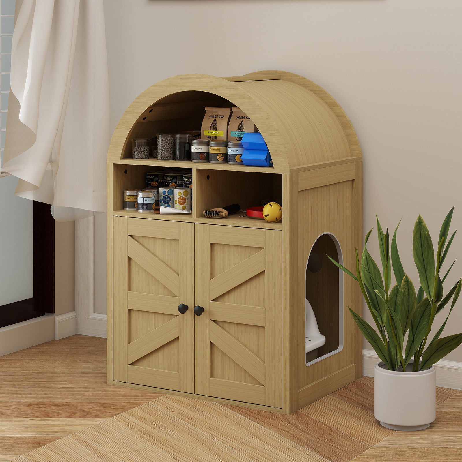 Hide Litter Box in Furniture Cabinet |Odor Control Enclosure w/ Discreet Storage