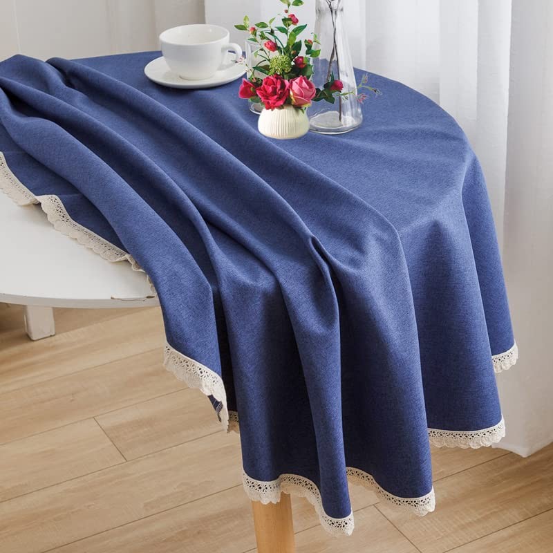 Tablecloth - 55" Inch Round Tablecloth for Circular Table 55" (Round) Navy Blue