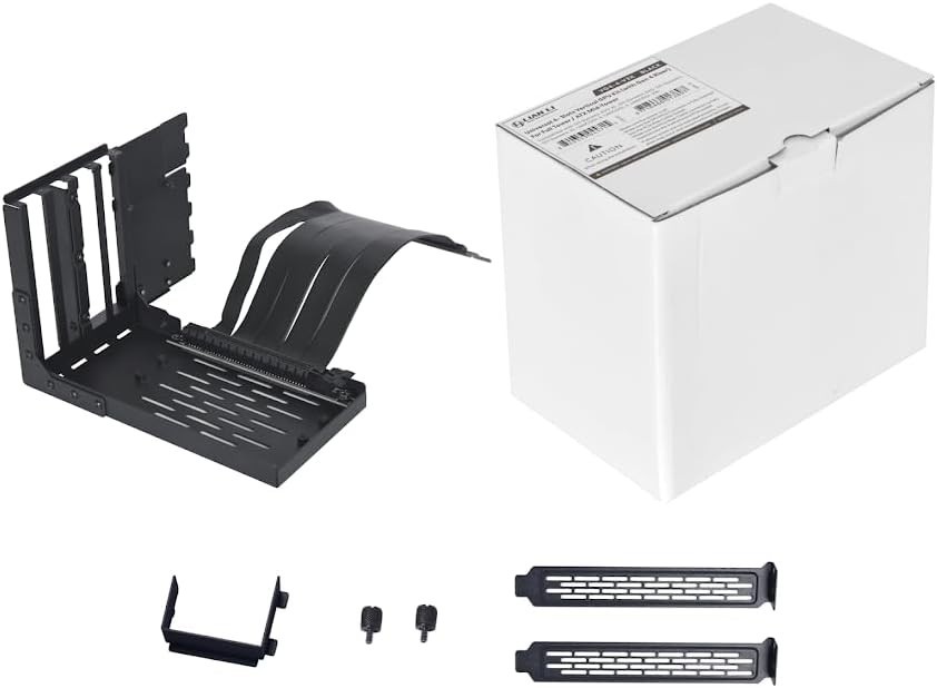 Accessory Universal 4-Slots Vertical GPU Card Holder Kit Black, Gen 4 Riser ...