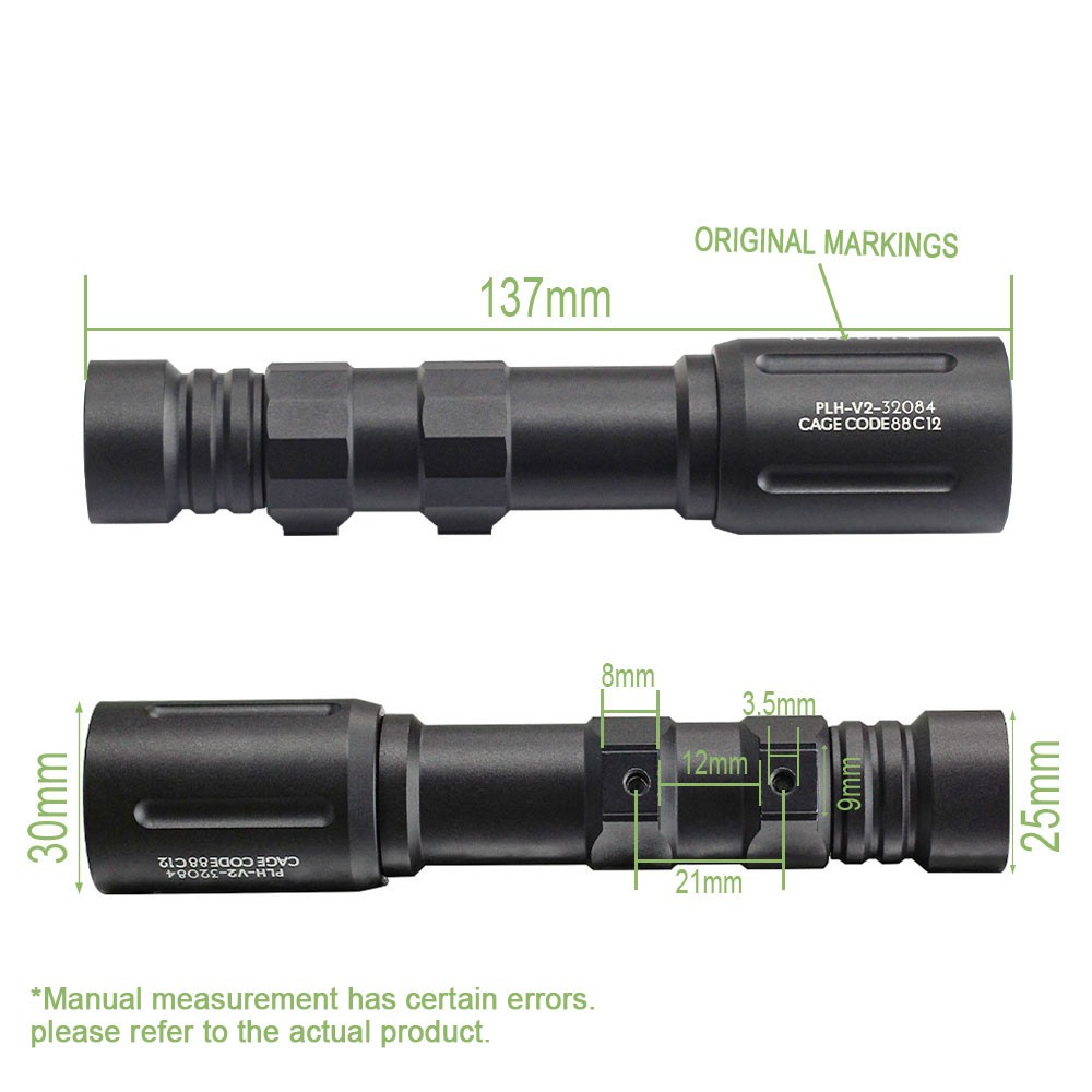 Tactical Weaponlight PLH v2 Flashlight / Dual function Tail Switch / Mod Button