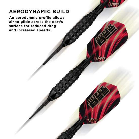 VIPER SUPER BEE BLACK 16 GRAM DARTS 2BA SOFT TIP SET NEW SHIPS FREE FREE FLIGHTS