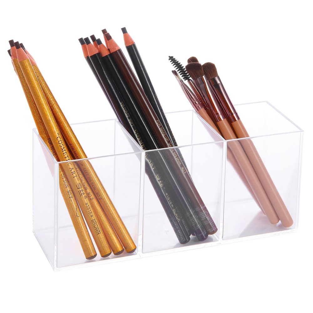 Clear Acrylic Silverware & Pen Organizer Caddy, Transparent Plastic Silverwar...