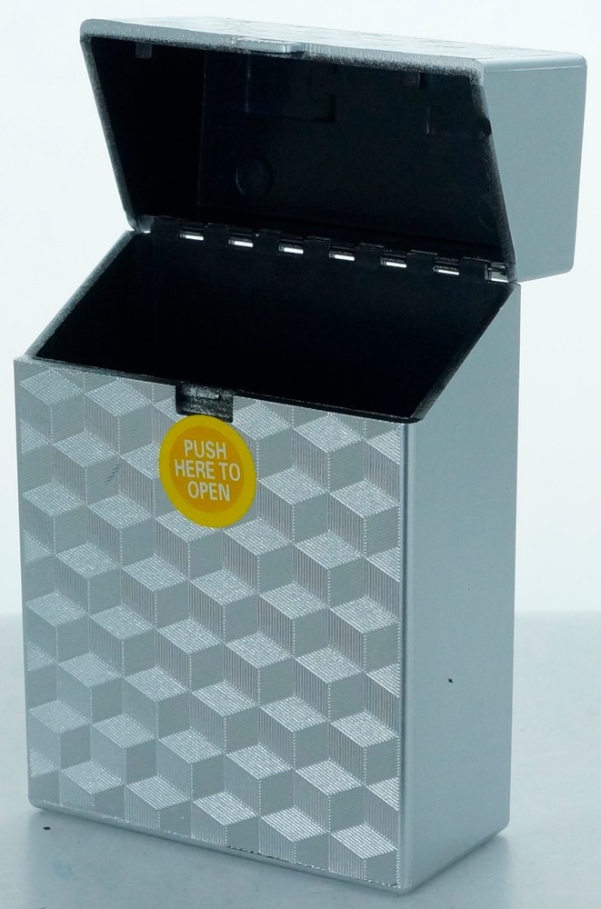 4 Pack King Size Push-to-Open Plastic Cigarette Case Cube Square Design