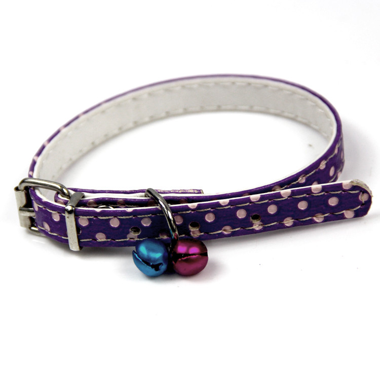 Polka Dot Charming Color Leather Cat Collar with 2 Bells by AXEL PETS