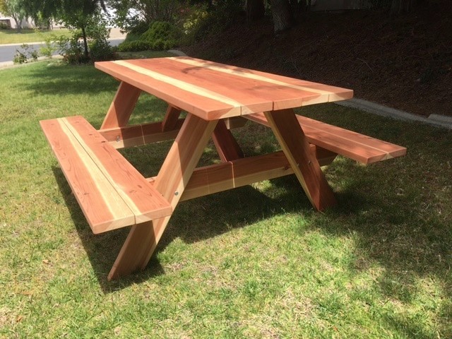 Redwood Picnic Table- Custom built 6ft long