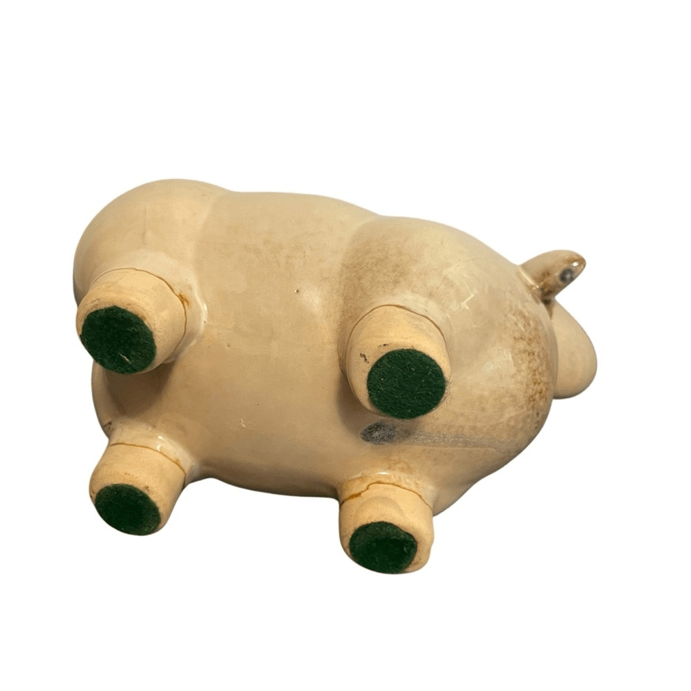 Vintage Glazed Ceramic Standing Sheep Statue
