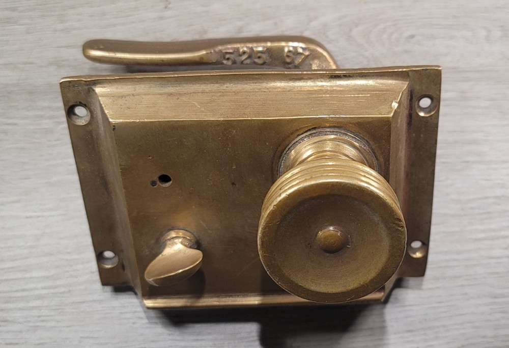 Antique Rim Lock Set Solid Brass Privacy Slide Bolt