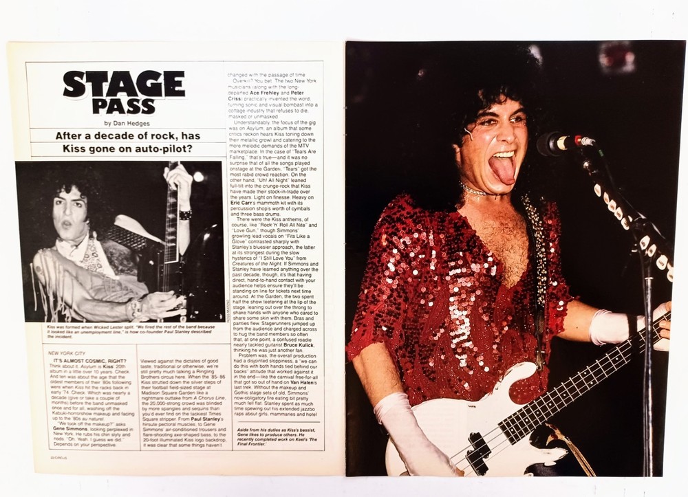 KISS-MADISON SQUARE GARDEN GIG-1986 3PG MAGAZINE ARTICLE & POSTER PINUP CLIPPING