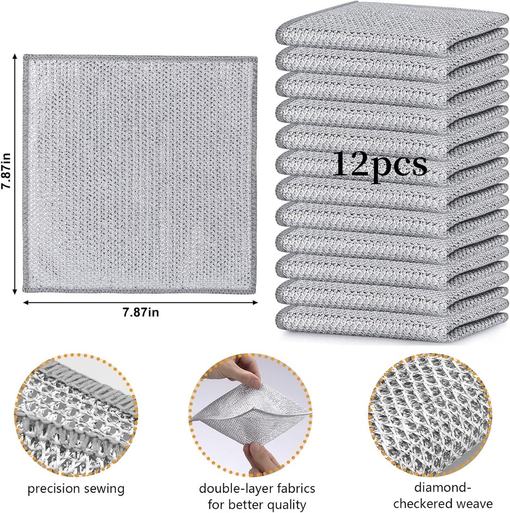 12Pcs Multifunctional Non-Scratch Wire Dishcloth Multipurpose Wire Dishwashing
