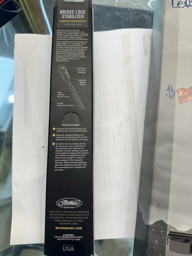 Mathews Bridge-Lock Long Rod Stabilizer Black Compound Bow Accessory