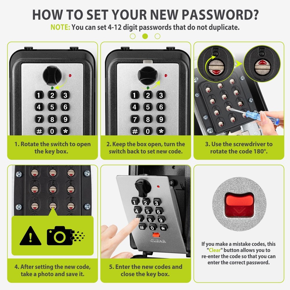 Key Lock Box for Outside, Waterproof Lock box, 12-Digit Combination Lock Box ...