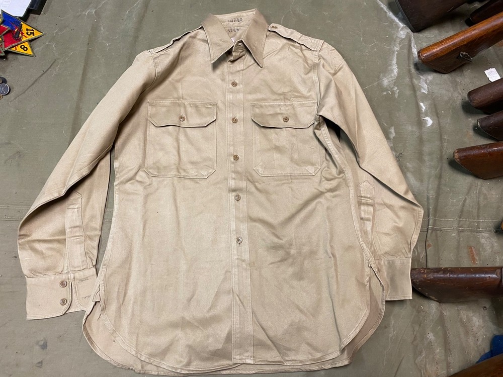 ORIGINAL WWII US ARMY OFFICER "KHAKI" CLASS A SHIRT- MEDIUM 40R