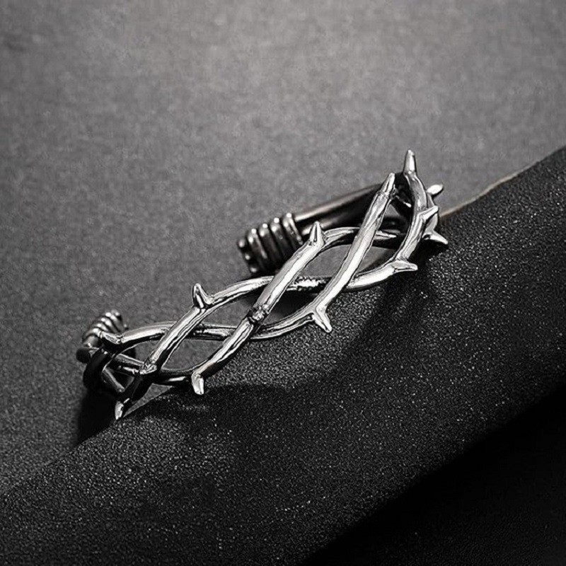 Retro Gothic punk biker style cool adjustable bracelet, men's silver jewelry.