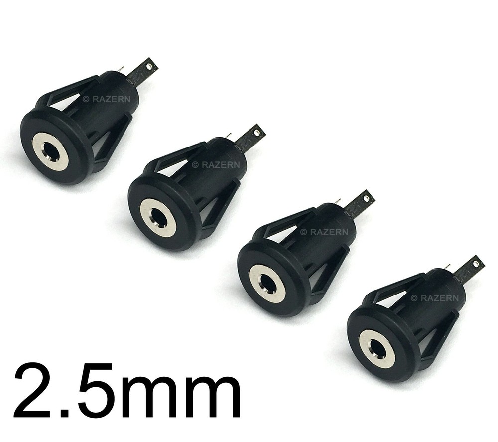 NEW 4-Pack 2.5mm Sub-Mini Plug Mono Audio Panel Mount Snap-In Headphone Jack