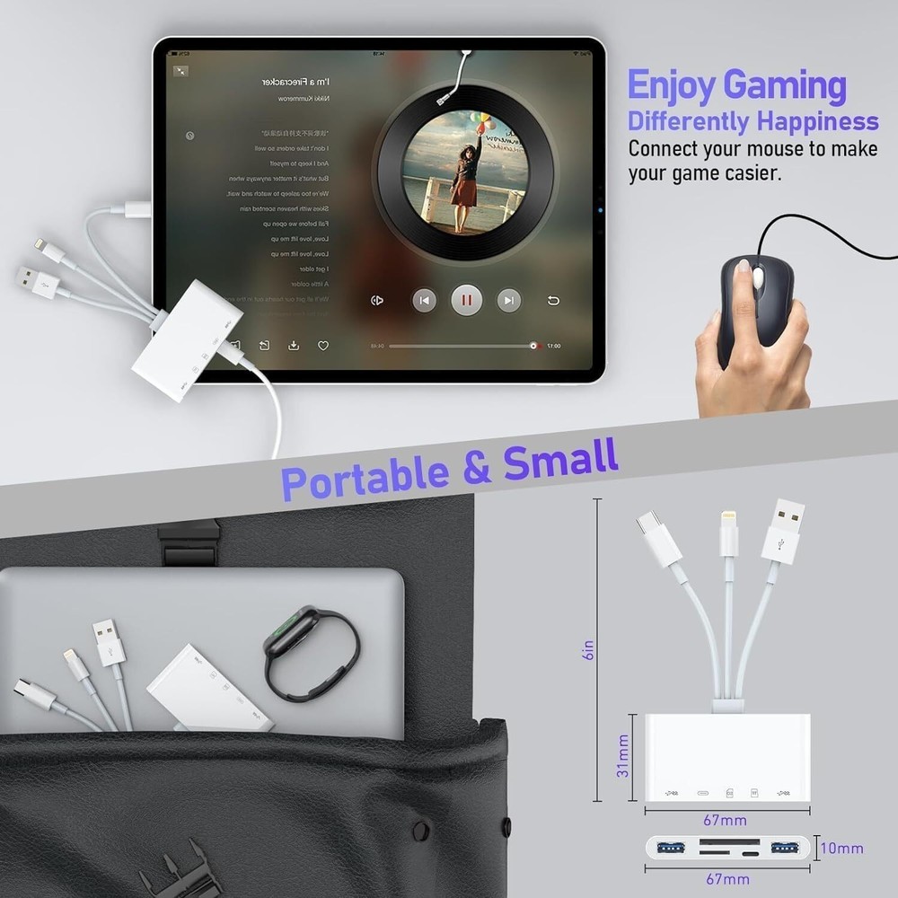 USB 3.0 5-in-1 Memory Card Reader OTG Adapter – SD, microSD, USB-C & Lightning