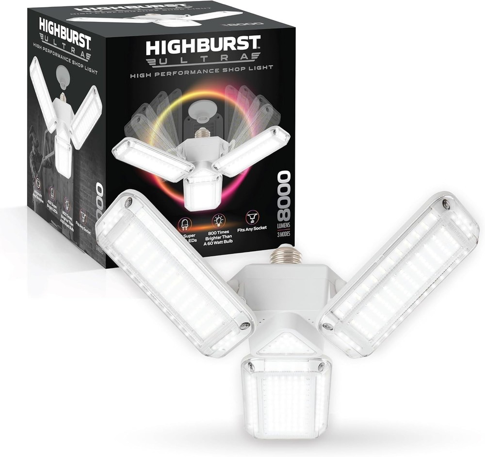 Bell + Howell Hex Bulb E26 LED Garage 6 Panel Ceiling Light 8K Lumen Multi Panel