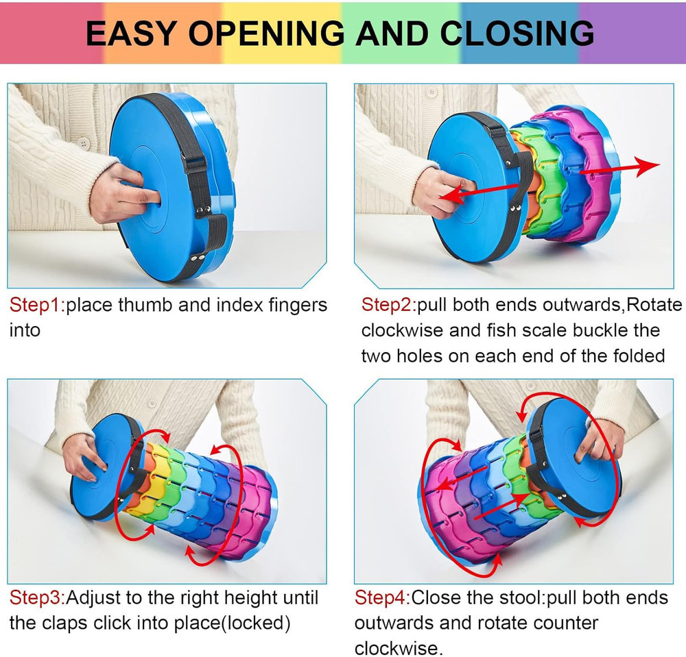 Upgraded Foldable Stool Thickened, Portable Collapsible Stool Retractable Stool