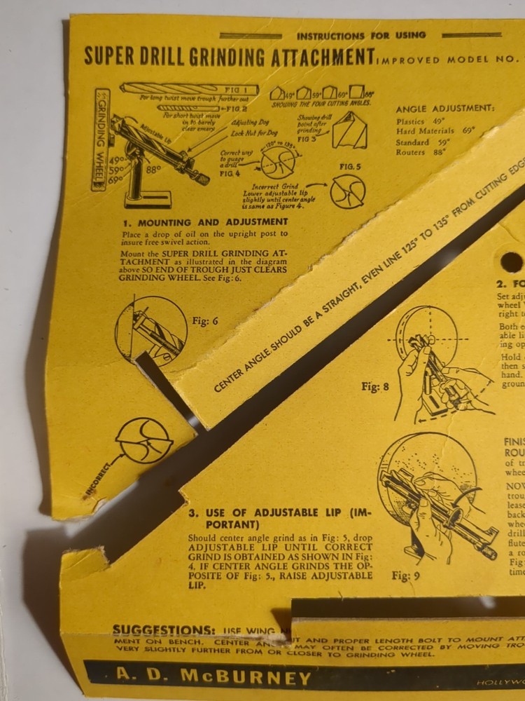 Vintage Super Drill Sharping Attachment #2 A D McBurney