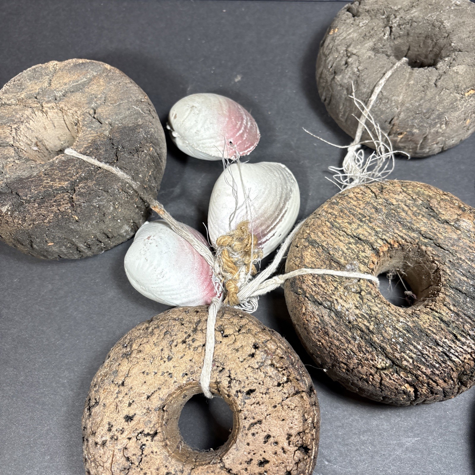 Vintage Lot Cork Fishing Floats Six Pieces Natural Cork Floats With Old Netting