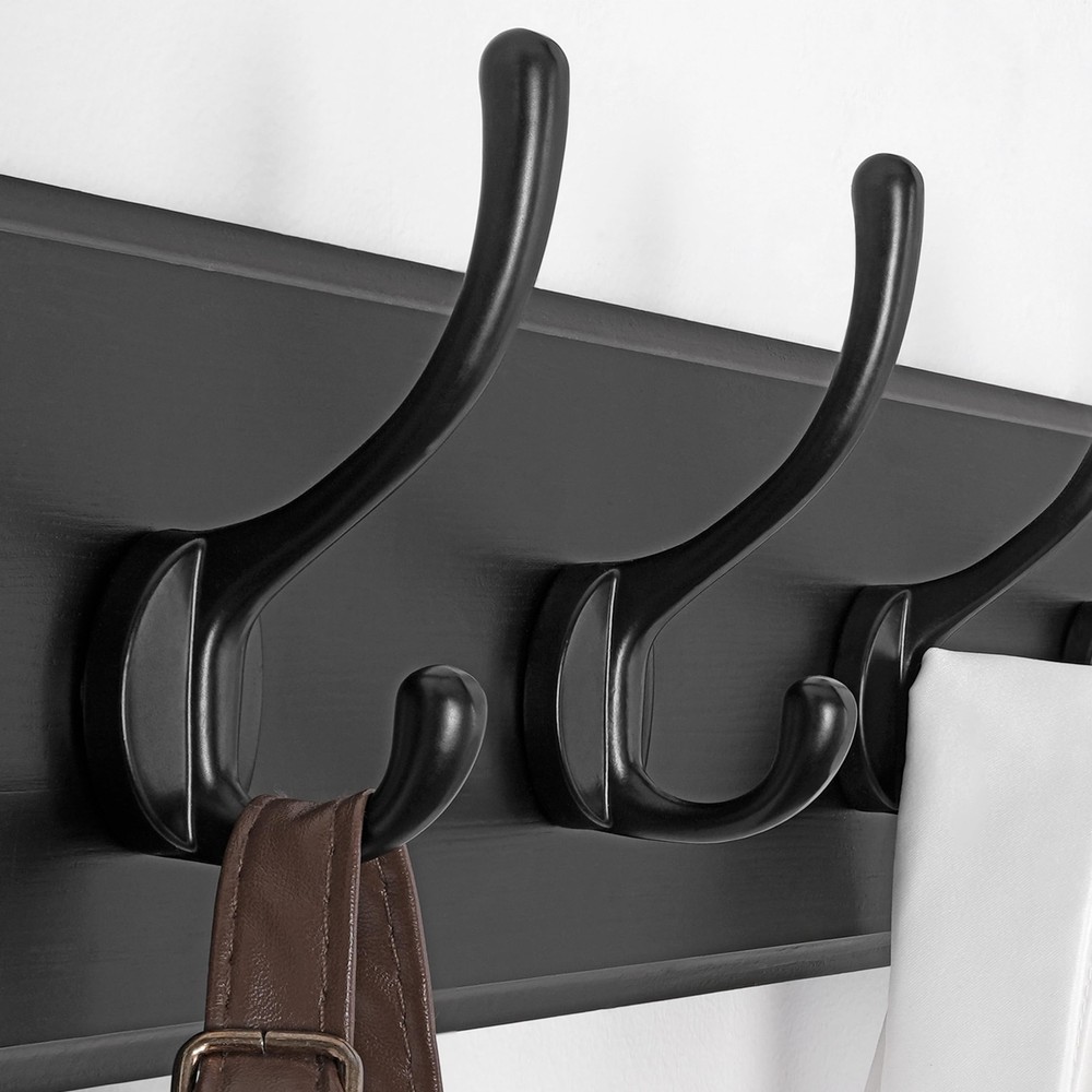 Rustic Wall Mounted Coat Rack Pine Solid Wood Coat Hook Hanger with 5 Hooks