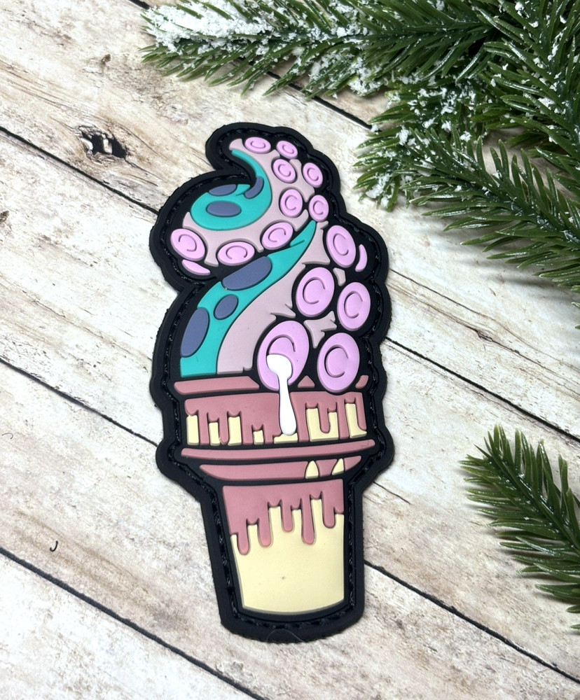 PVC Tactical Patch - Morale Octopus Ice Cream Patch - Squid Tentacle Anime Patch