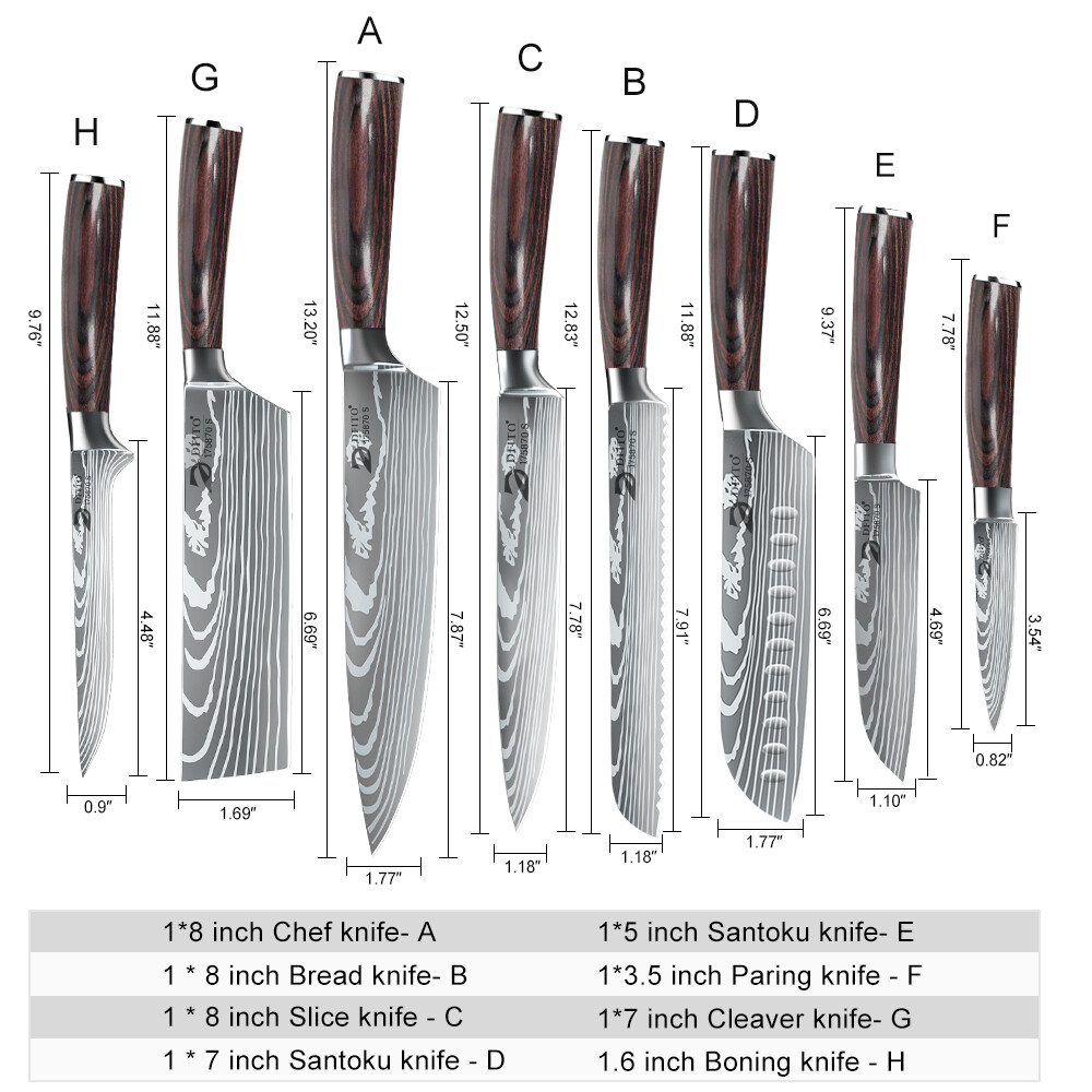 9PCS Handmade HAND FORGED DAMASCUS STAINLESS STEEL CHEF KNIFE Set Kitchen Knives