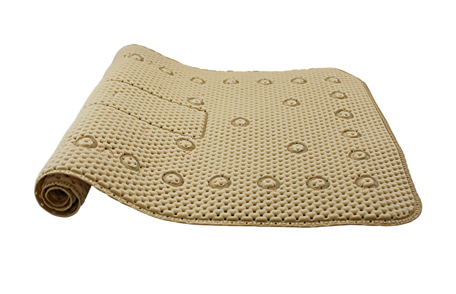 Beige Anti-Slip Waffle Bath Mat 27.5x16 Cushioned Tub Shower