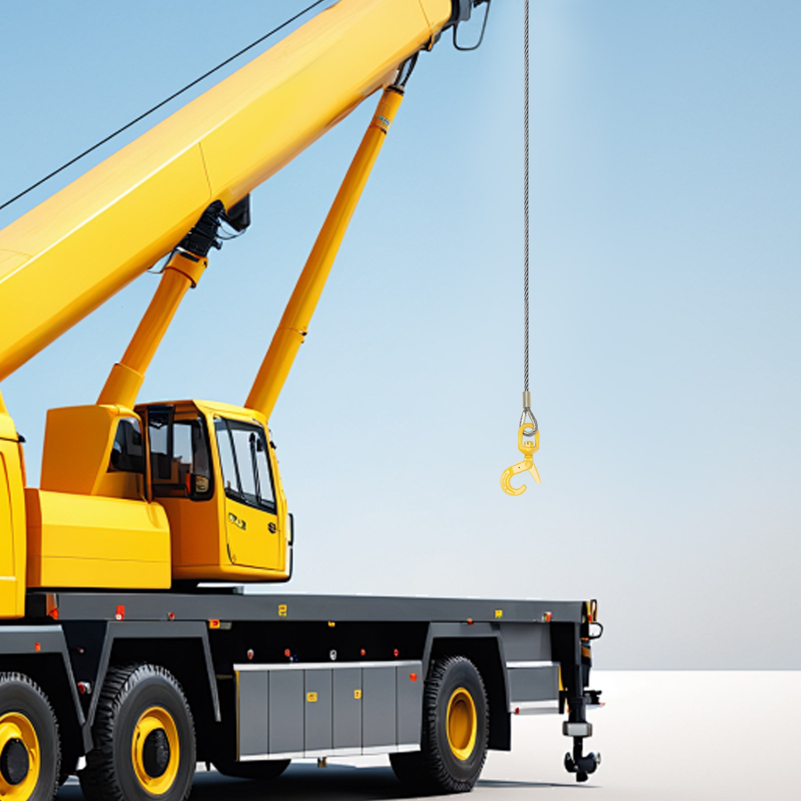 Wire Rope with Swivel Hook 3/8"x150ft Winch Cable with Self Locking Hook  Safety