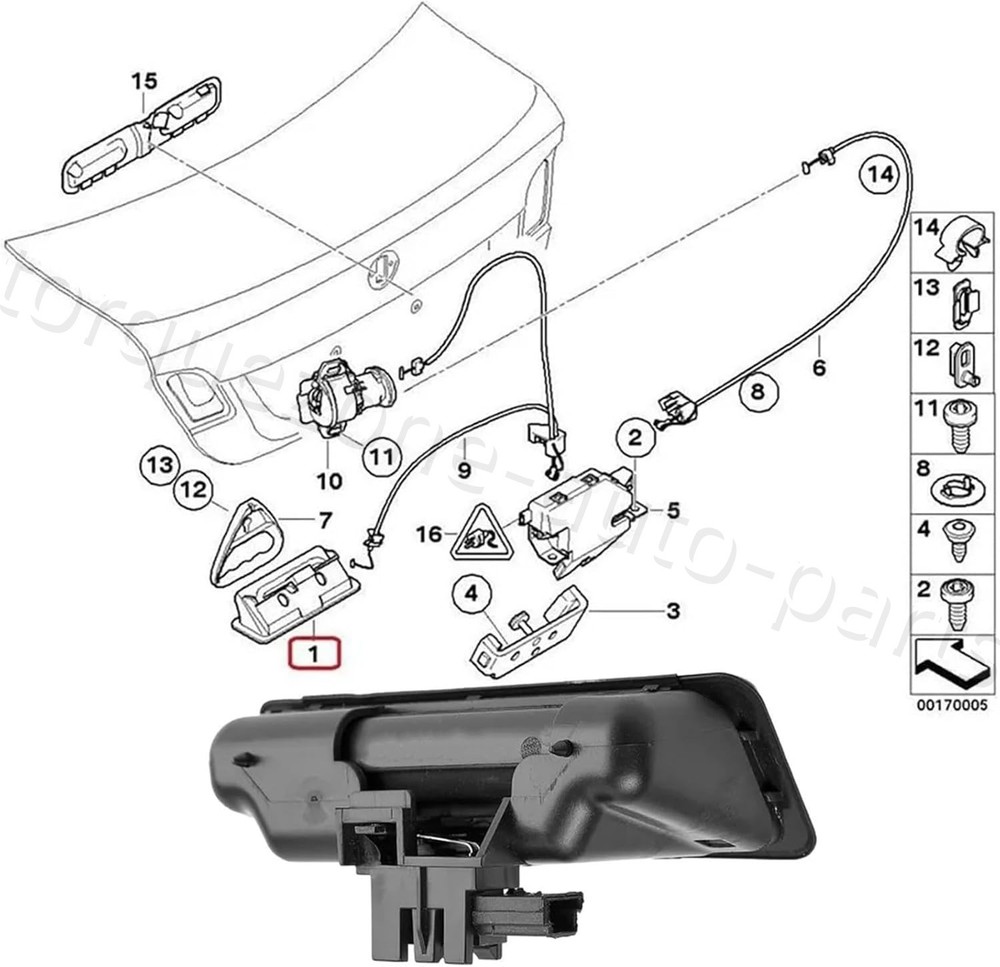 Fit BMW E60 E90 E91 E92 Trunk Handle Lid Lock Release Switch 51247118158 7118158