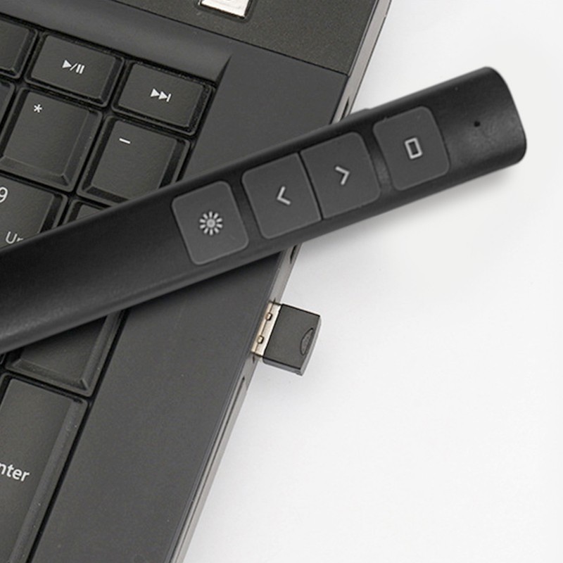 2.4 GHz Wireless Presenter with Red Pointer RF Remote Control Rechargeable Black