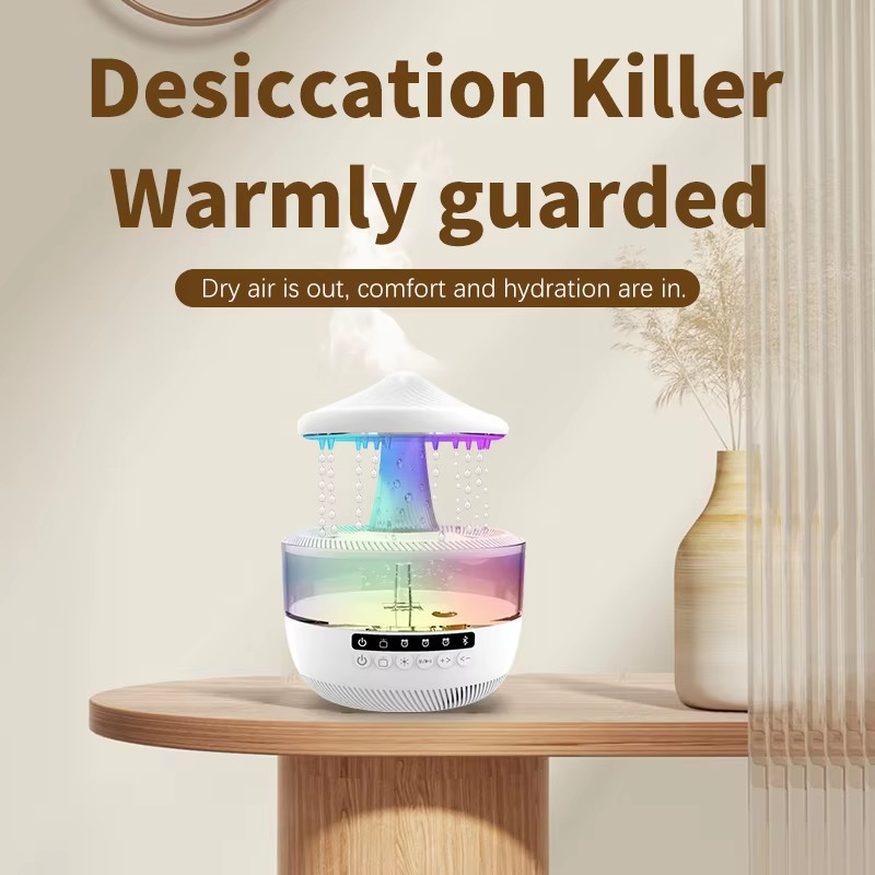 Multifunctional Air Humidifier Bluetooth Speaker Table Lamp Raindrop Effect Spea