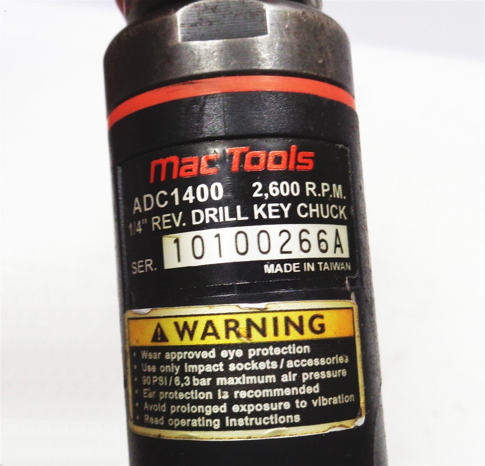 MAC Tools ADC1400 1/4" Drive Reversible Composite Keyed-Chuck Air Drill - Used