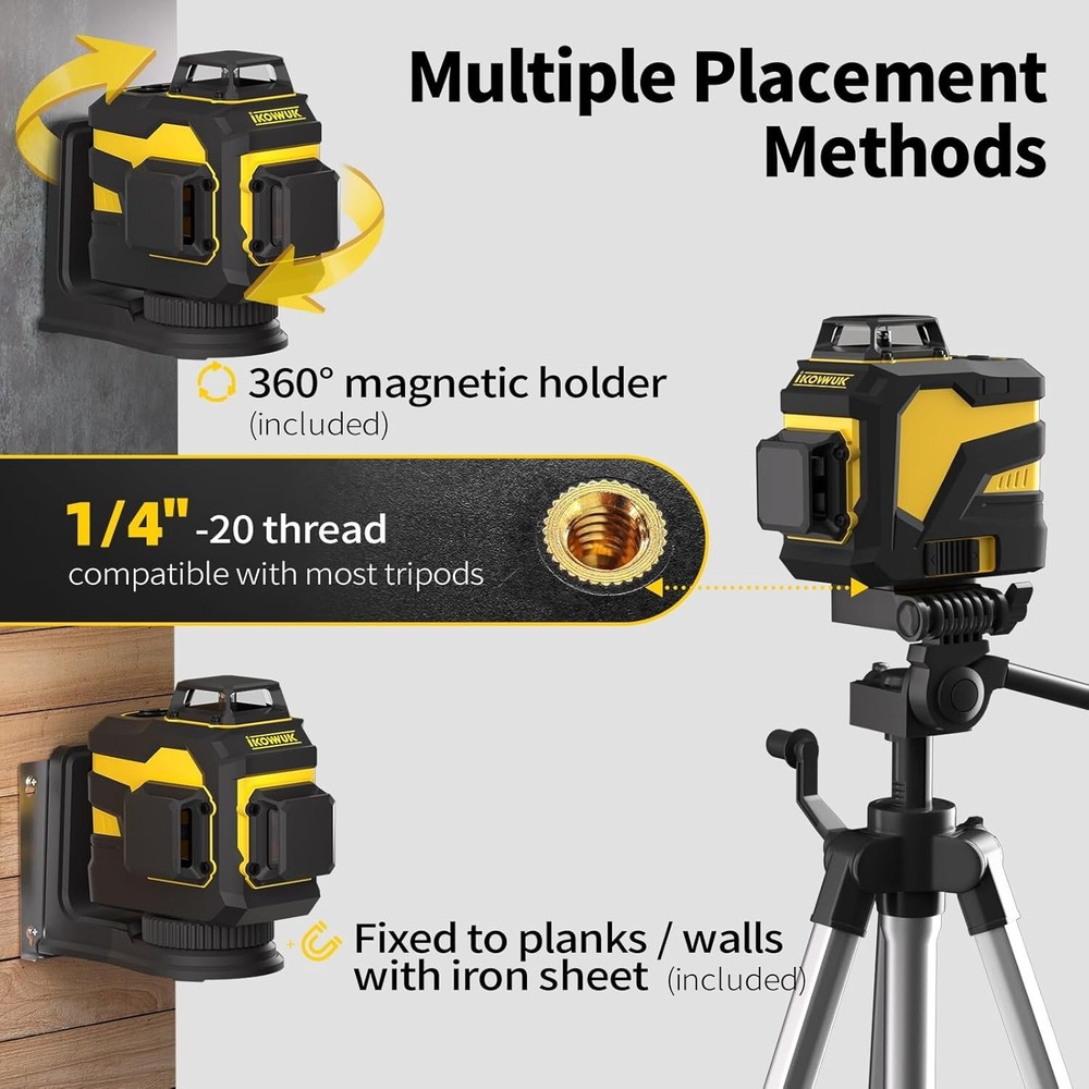 3x360° Laser Level with Remote Control - Precise Picture Hanging & Construction