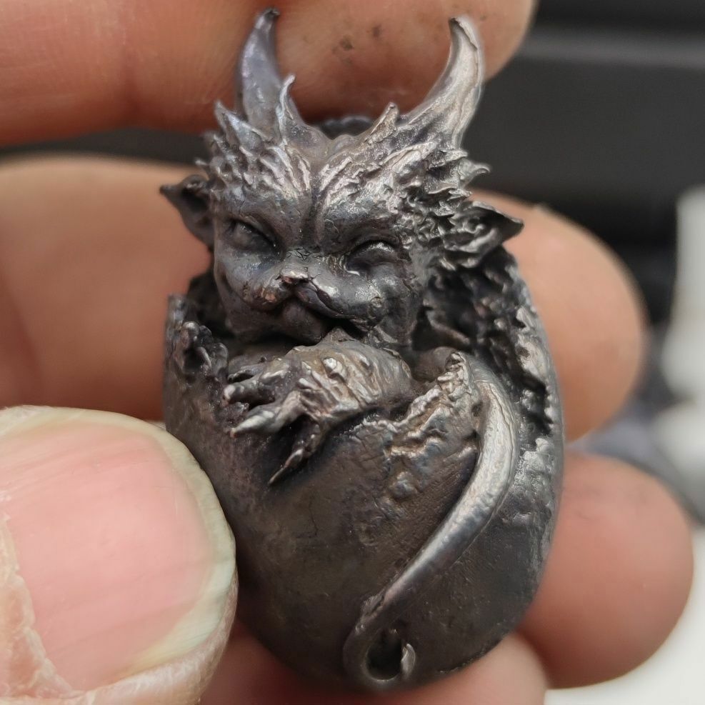 Black Solid Copper Legendary Dragon Miniature Statue for Shelter Display